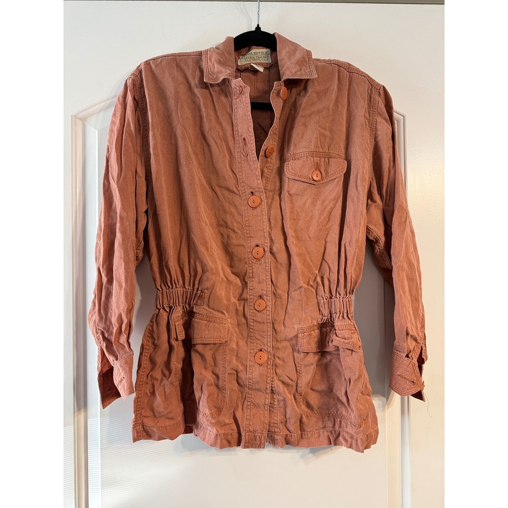 Banana Republic Safari Jacket Women XS Terracotta Vintage Rayon Utility Coat
